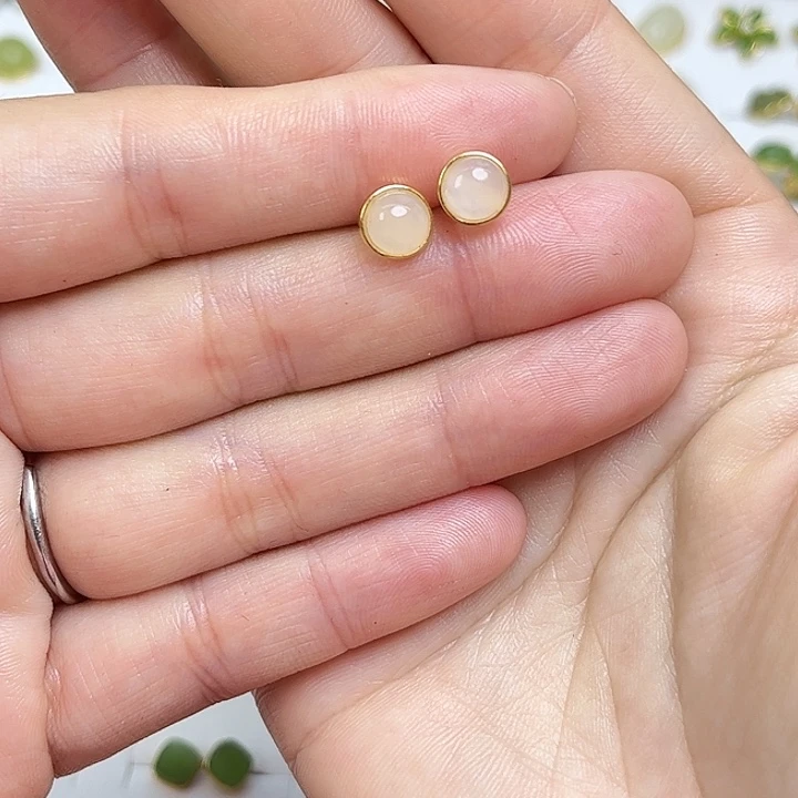 和田玉银S925镶嵌耳饰