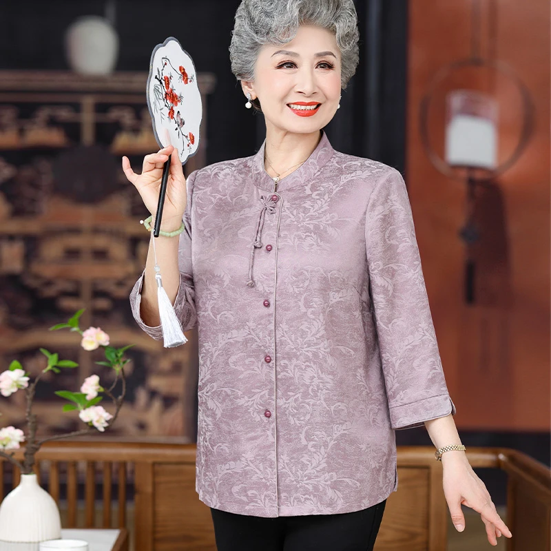 【大唐夫人】新中式国风上衣女装妈妈夏装中老年人衬衫奶奶衣服