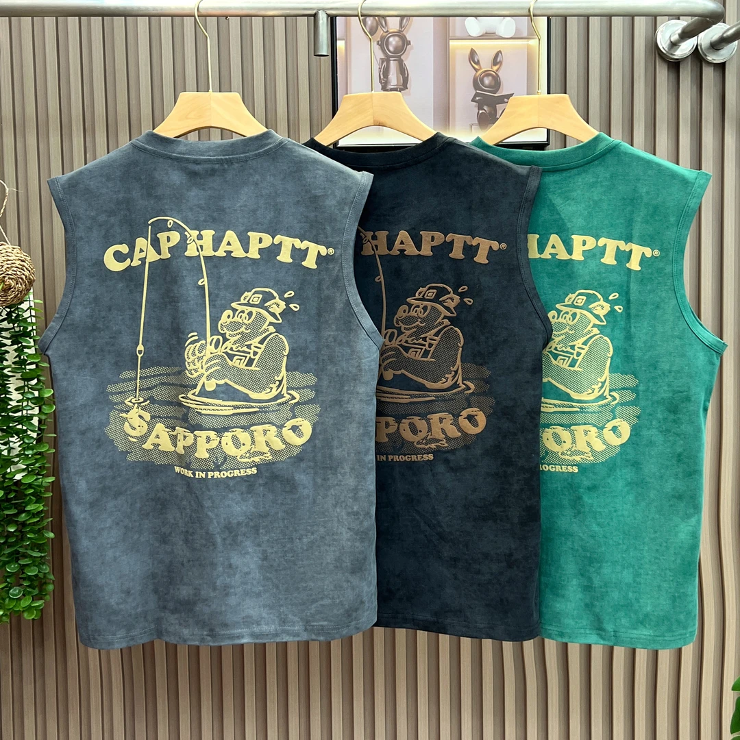 美式新款ins潮牌运动男背心宽松休闲夏季纯棉健身无袖t恤痞帅坎肩