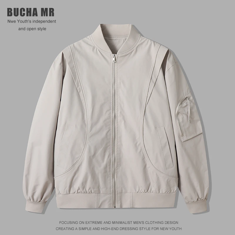 设计师春秋男士外套高级感美式复古夹克宽松休闲夹克拼接棒球服男