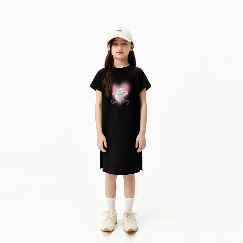 猫和老鼠联名系列littlemoco童装25秋装新款女童5A抑菌棉质连衣裙