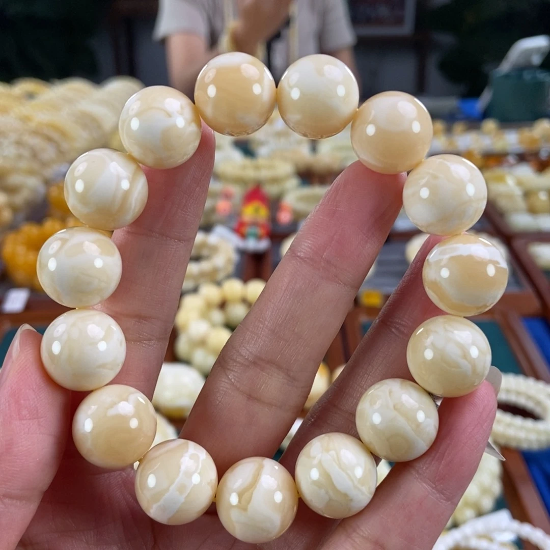 未镶嵌琥珀手链15同料圆珠29.02