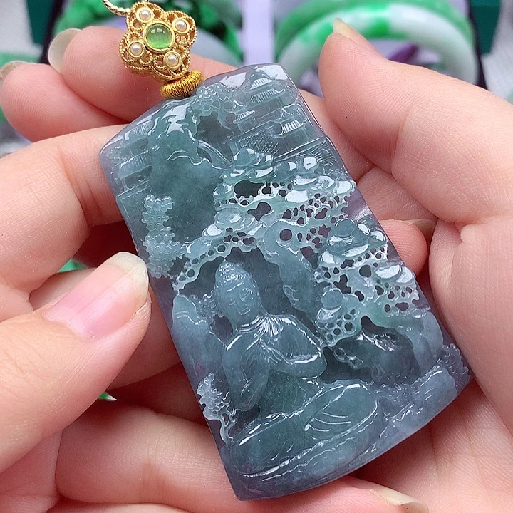 翡翠银S925镶嵌颈饰翡翠