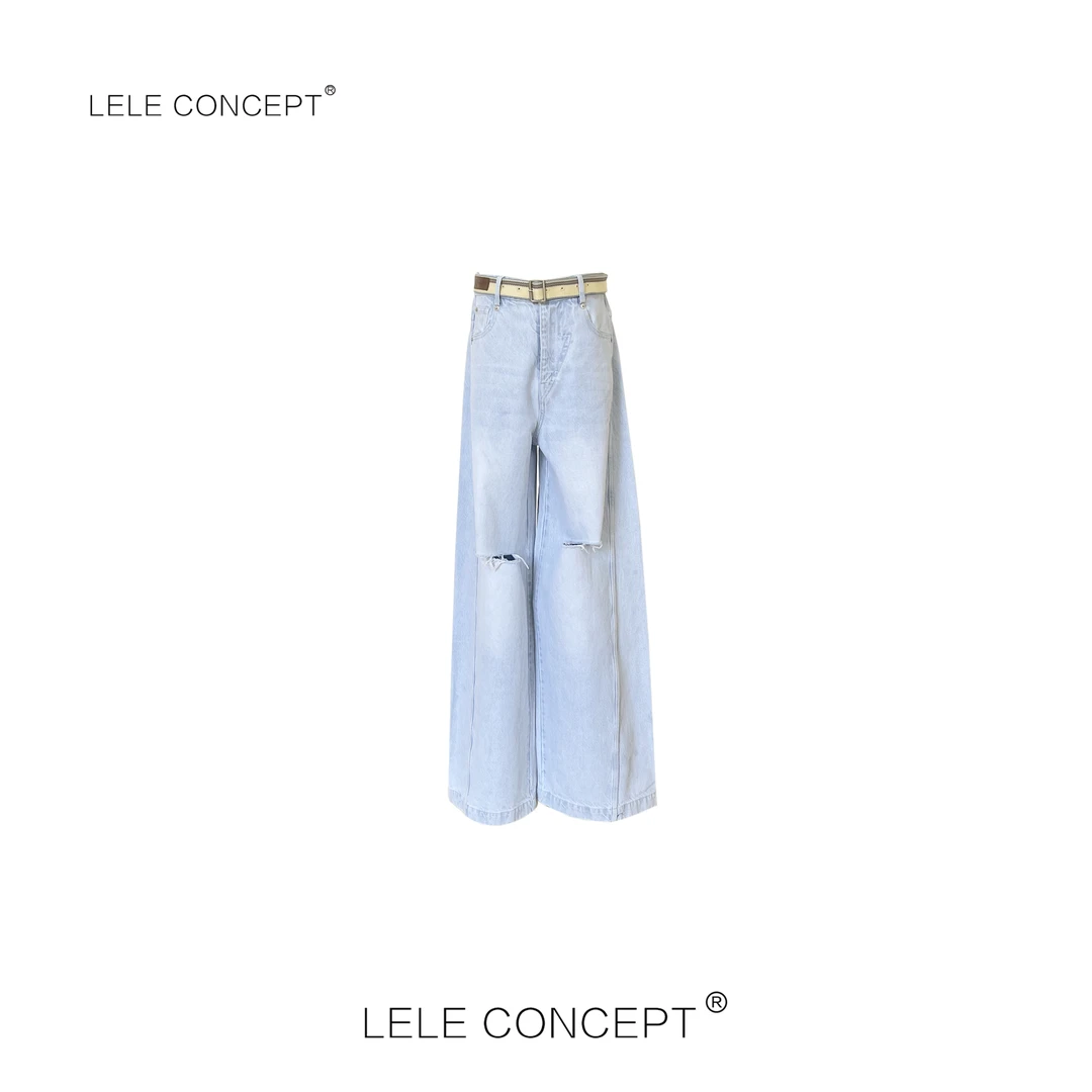 LELE CONCEPT｜时尚潮流破洞阔腿牛仔裤K0415
