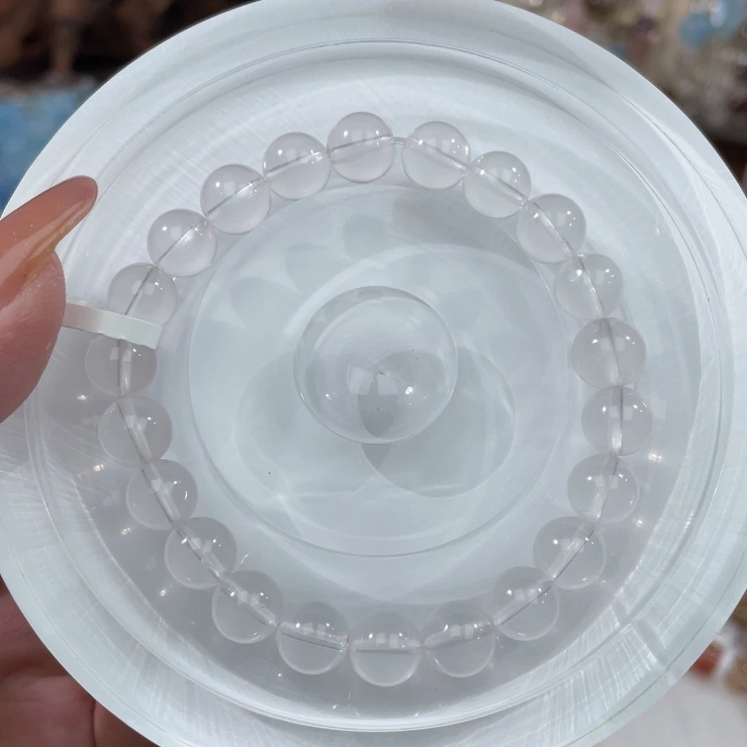 水晶手串未镶嵌028奶白晶水晶8m+