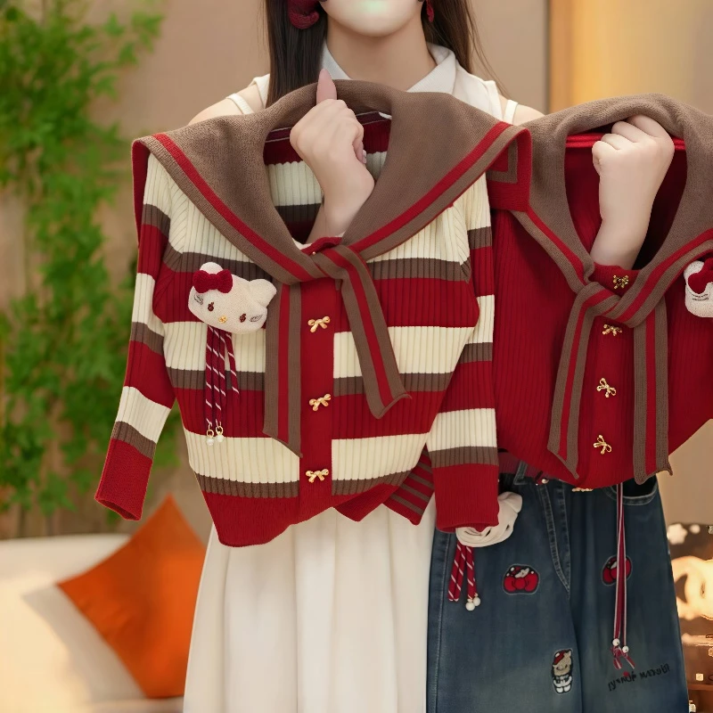 女童针织衫开衫2025新款春秋款中大童洋气格子拼接外套毛衣打底衫