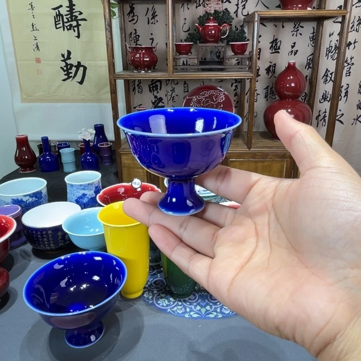 如***笑景德镇陶瓷浅行窑高足杯