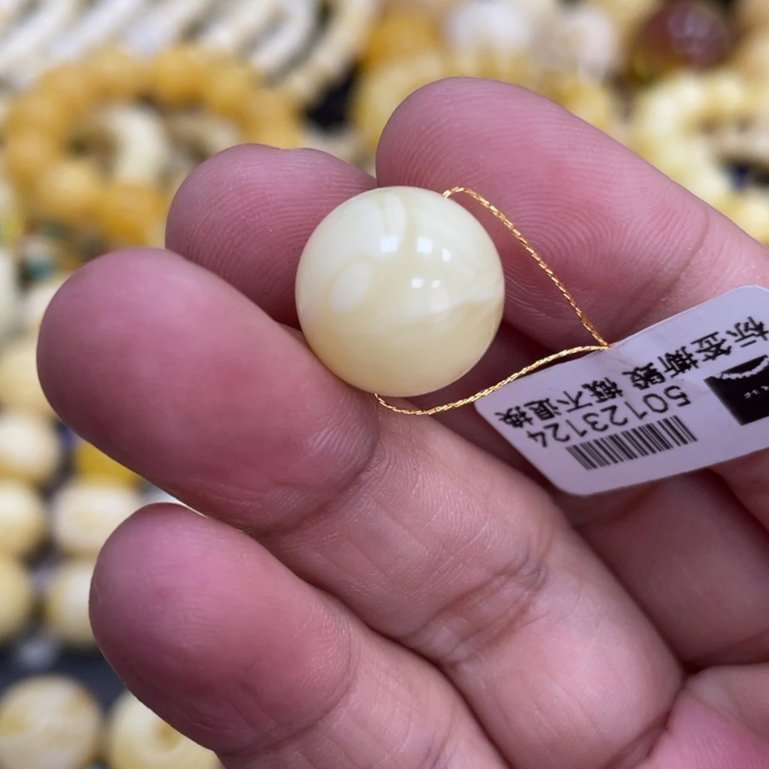 未镶嵌琥珀珠宝奇石14mm白花