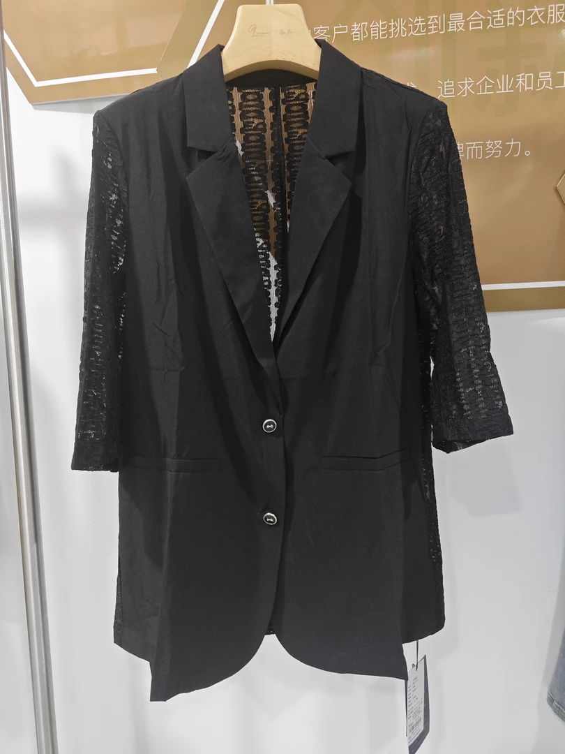 谷马翻领一粒扣常规袖夏季中袖西装百搭修身1550