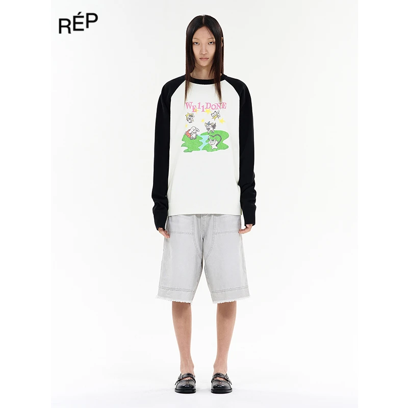 REP-WE11DONE设计师品牌白色图案针织毛衣 25SS 早春穿搭