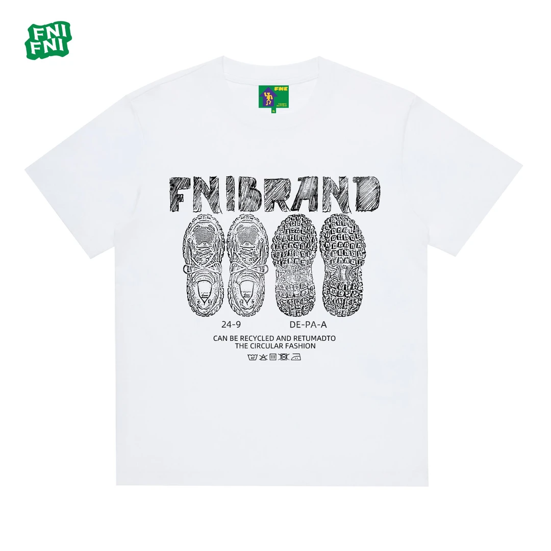 FNIBRAND美潮（老爹鞋）美式街头复古水洗短袖流行男女同款