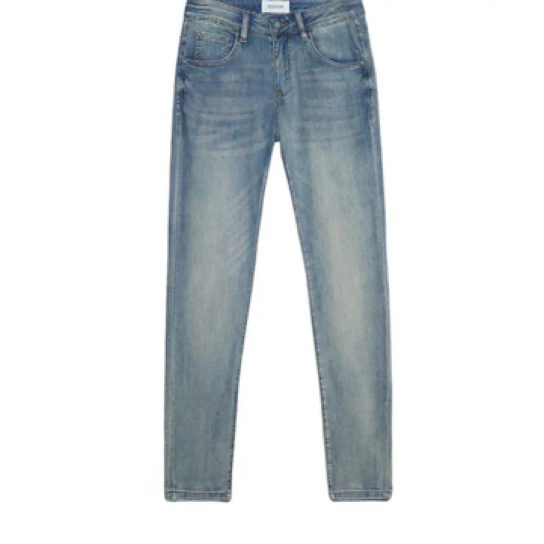 CREAZIONI经典蓝色春夏牛仔裤男式修身水洗弹力直筒