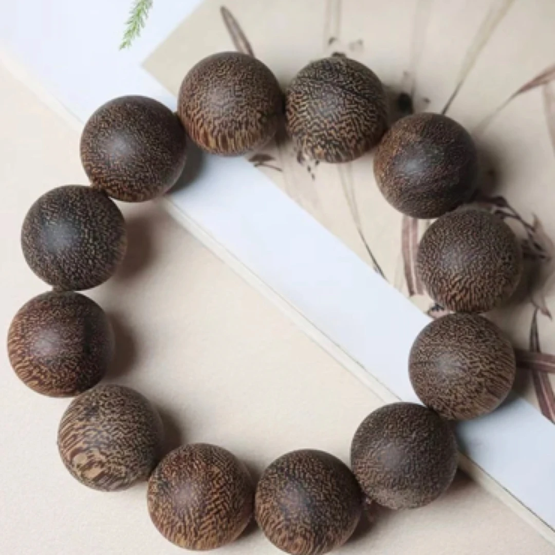 天然阴沉圆珠齐楠沉木手15m串037