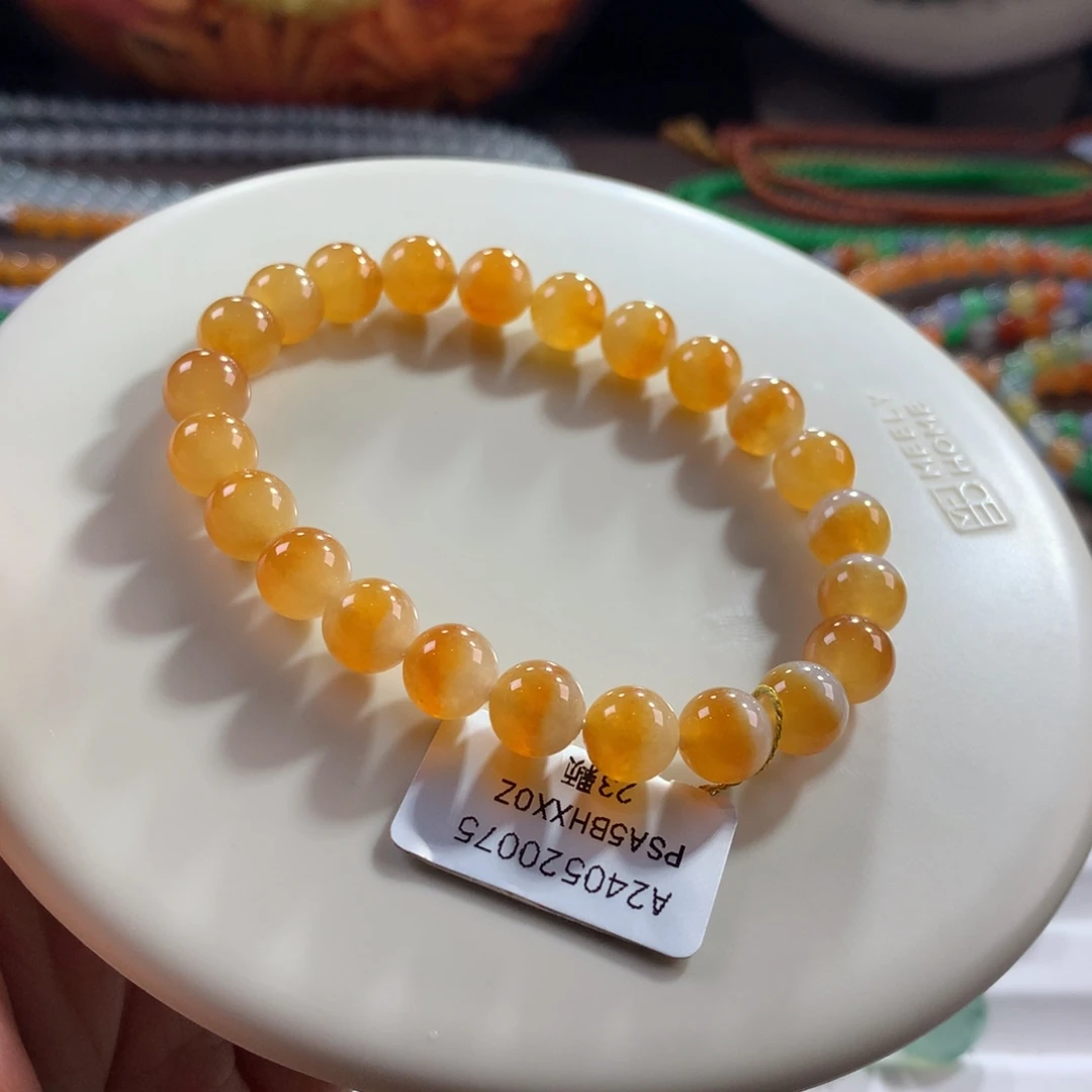 翡翠未镶嵌手链性价比天然冰胶鸡油黄单圈 卡7.89