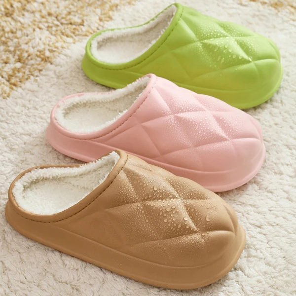 女士EVA毛绒棉拖鞋冬天加绒室内踩屎感可爱情侣居家冬季保暖拖