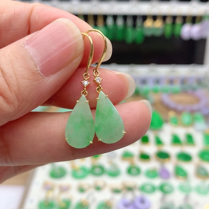 翡翠18K金镶嵌耳饰