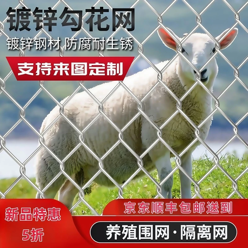 热镀锌铁丝网围栏勾花网养殖鸡猪鸭羊果园户外防护隔离钢丝网格网
