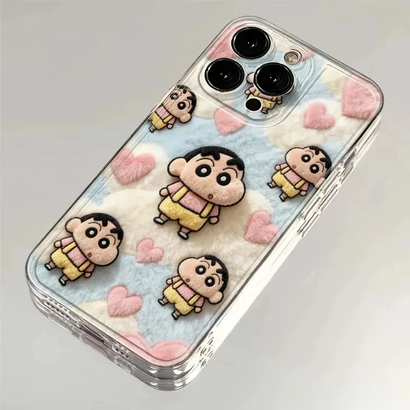 仿毛绒小新适用苹果17手机壳华为荣耀透明VIVO创意OPPO小米17软16