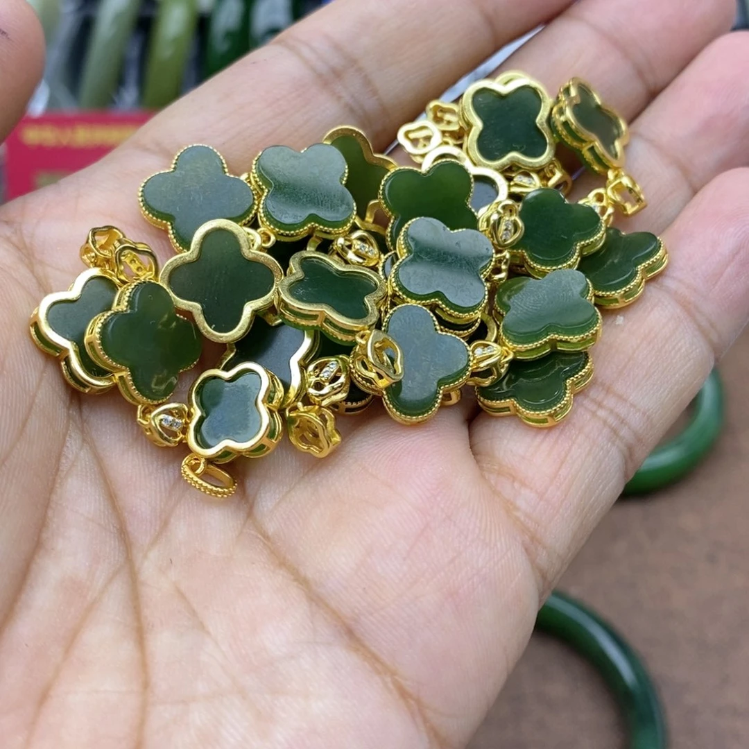 和田玉银S925镶嵌吊坠(不含链)