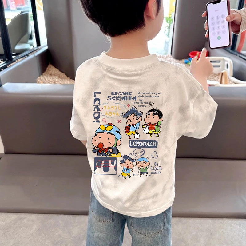 痞帅男童短袖T恤纯棉扎染夏季新款儿童蜡笔小新衣服女童宝宝上衣t