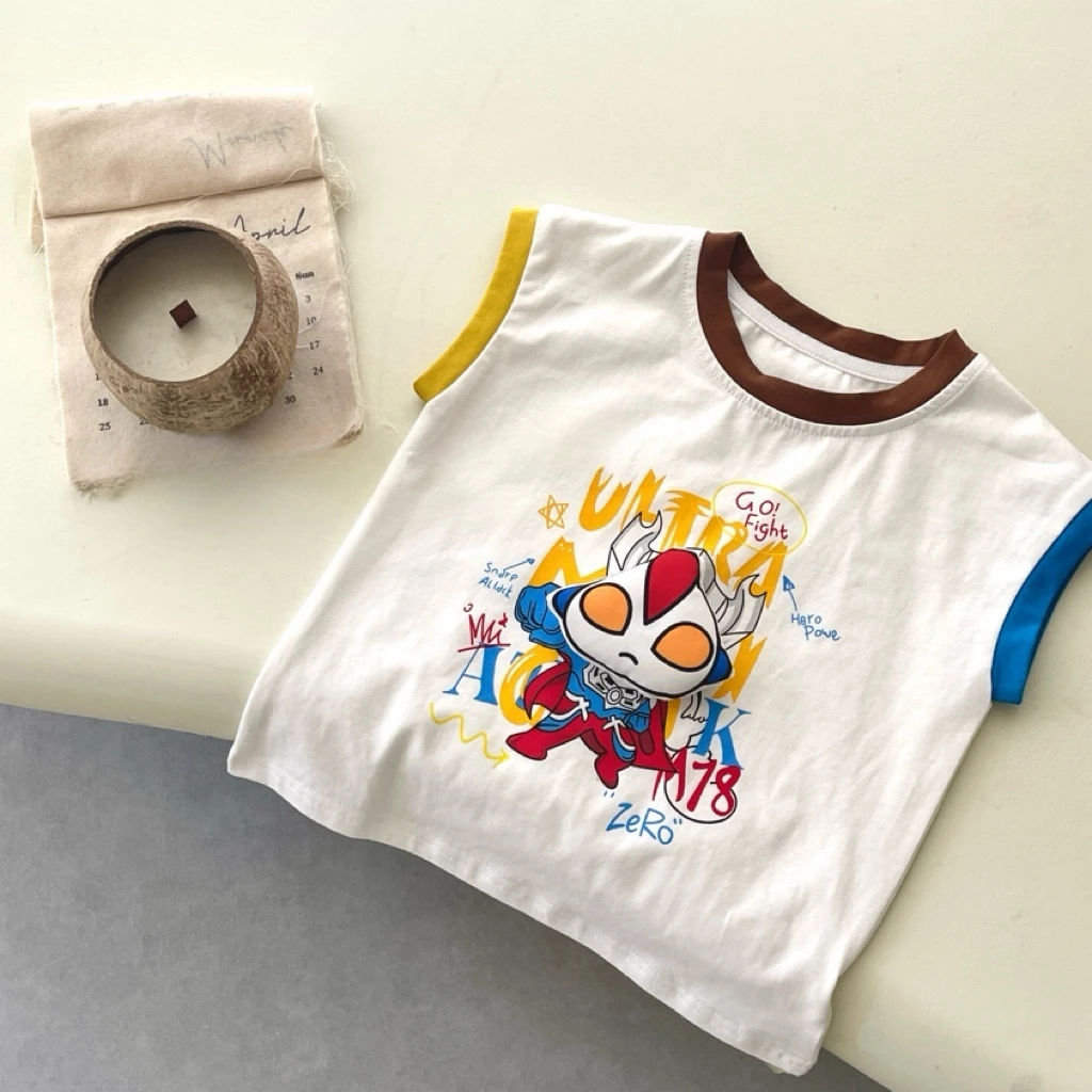 【实体童装品牌】xg&kids 5861夏季男童棉无袖奥特曼印花背心棉T恤