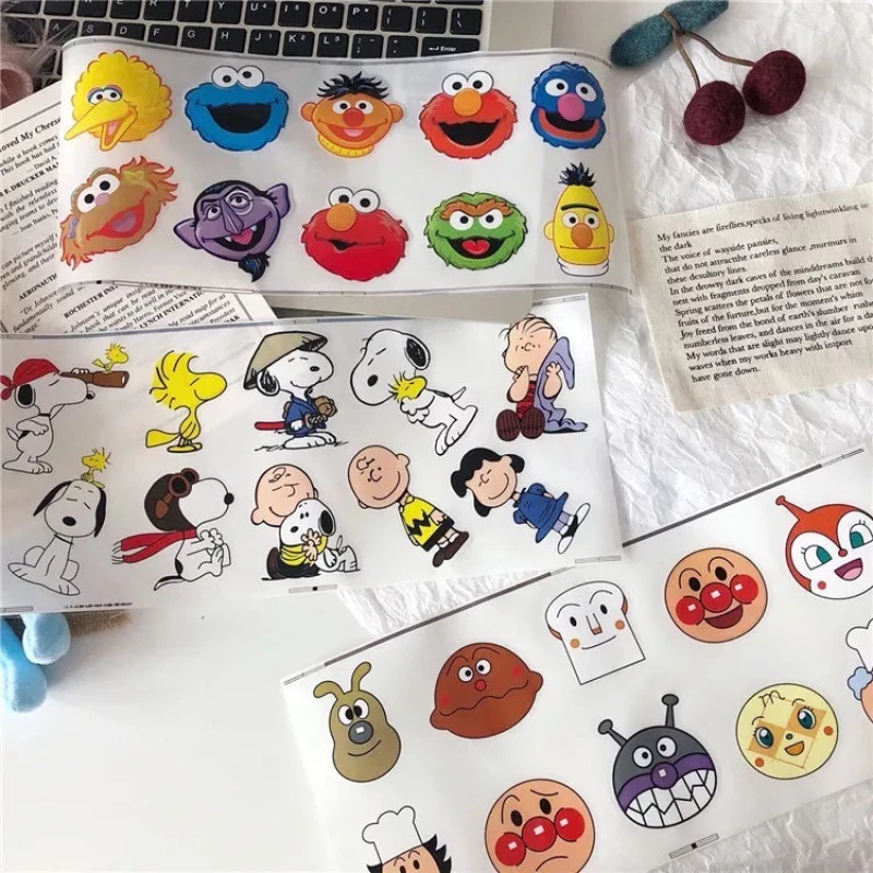 ins新款可爱韩国芝麻街史努比卡通防水防油撕不烂PVC车贴手账贴纸