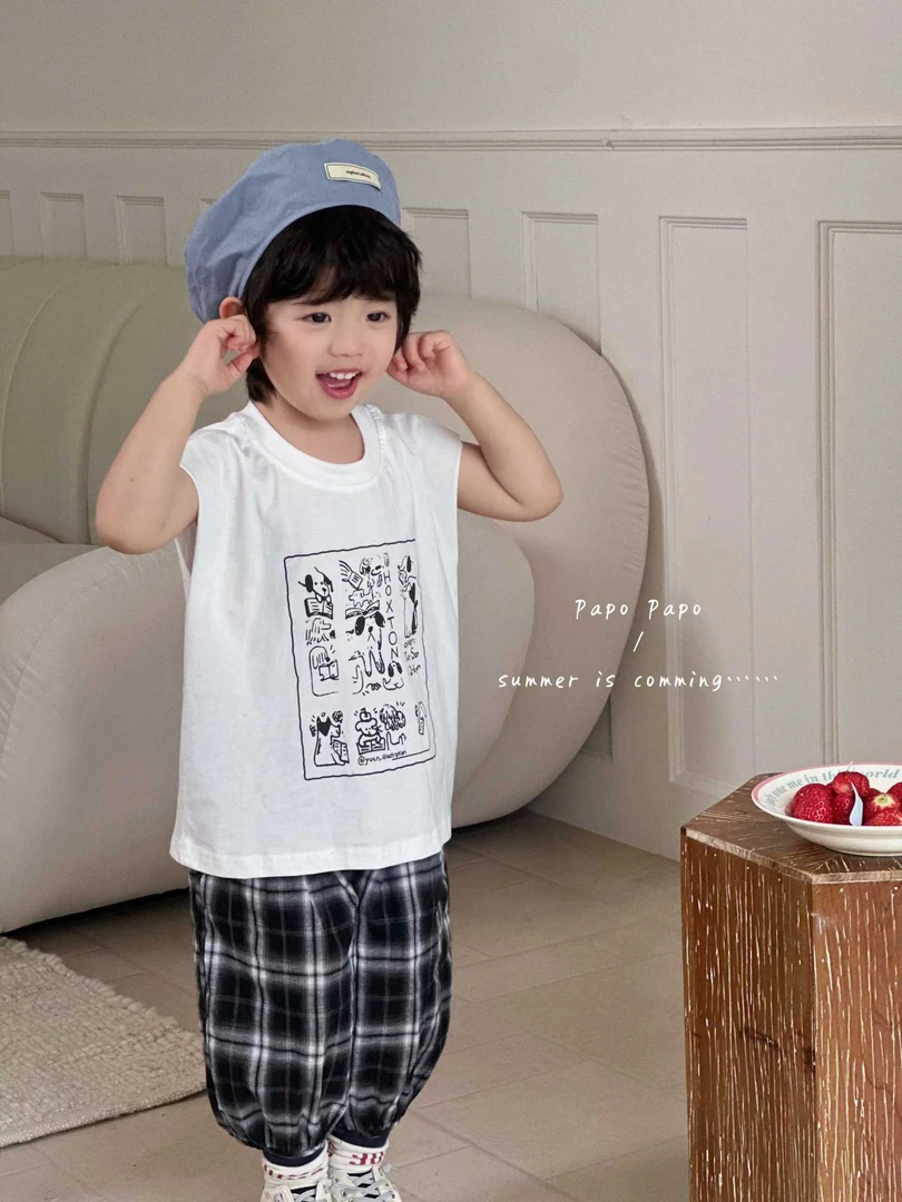 Papo kid 25夏季新款男童可爱韩版套装纯棉A类