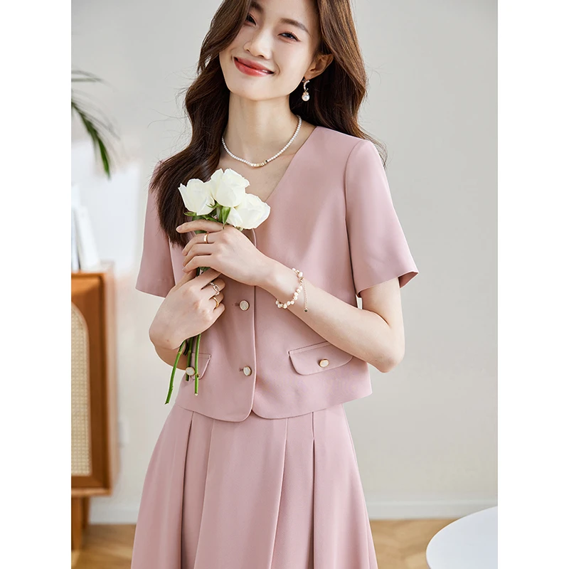 【PPJ】【两件套】小香风2025年新款女装短袖外套半身裙两件套D1150