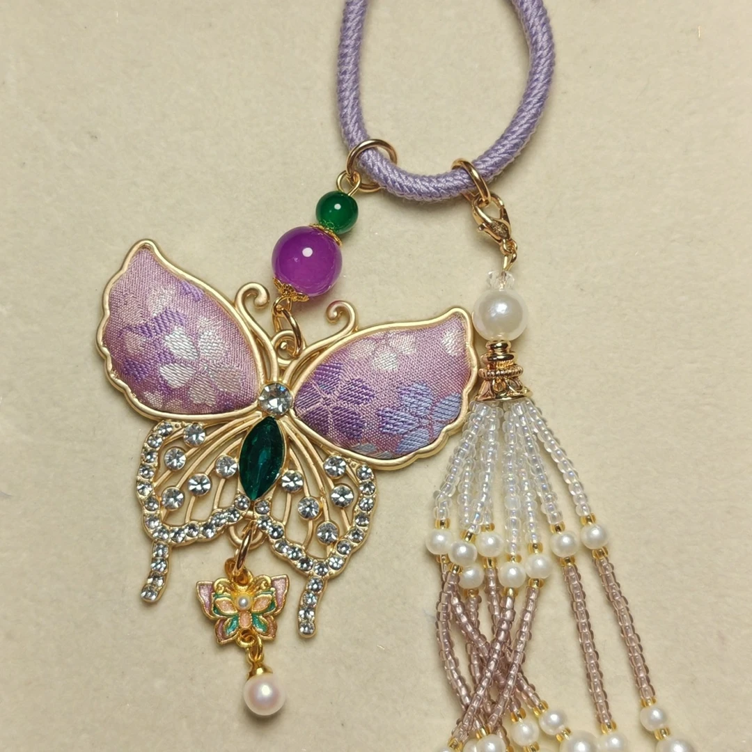 合金布艺吊坠 非遗宋锦车挂包挂压襟项链手工作品默认微瑕