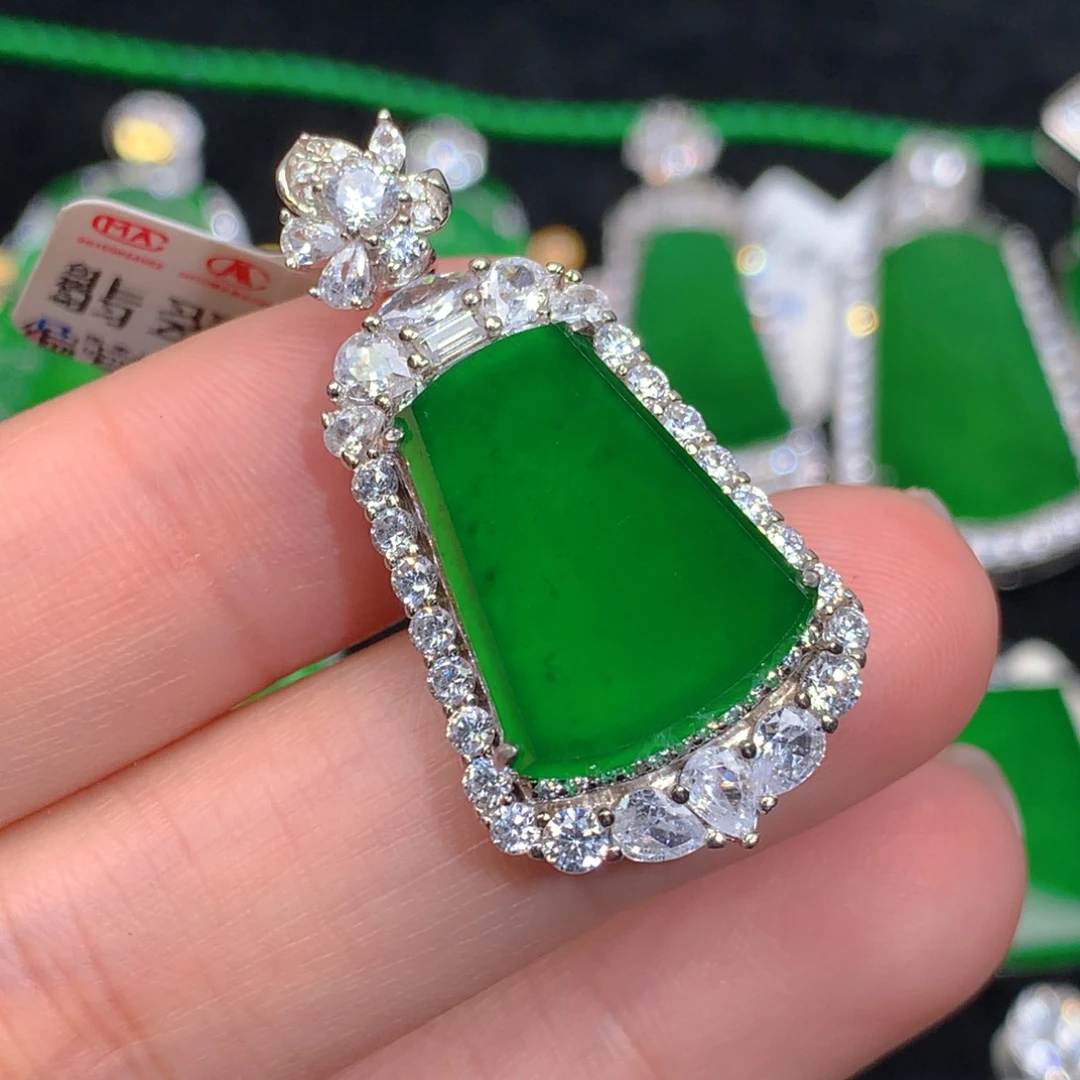 翡翠吊坠(不含链)银S925镶嵌