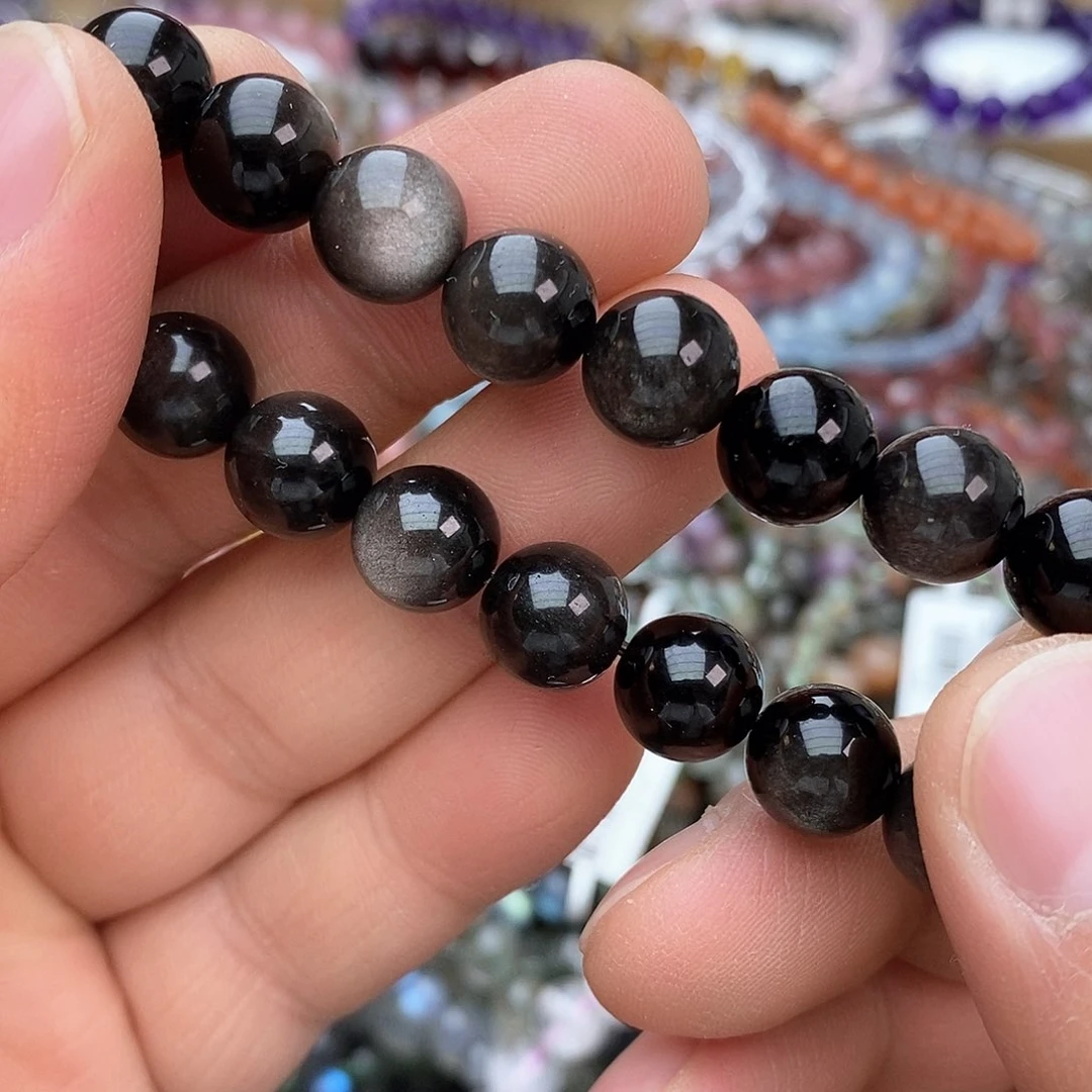 黑曜岩手链未镶嵌手链