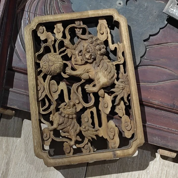 通***馆香榧木老木雕老花板一片