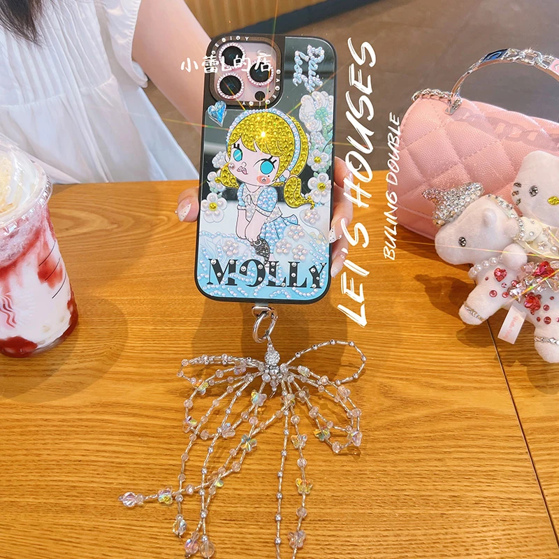 moly茉莉泡泡水钻镜面15pro手机壳14promax适用16promax卡通ins13