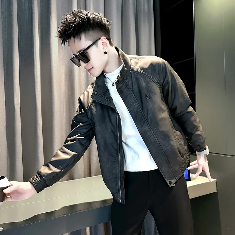 男士皮衣外套秋冬季爆款2025新款高级感潮牌痞帅时尚休闲立领夹克