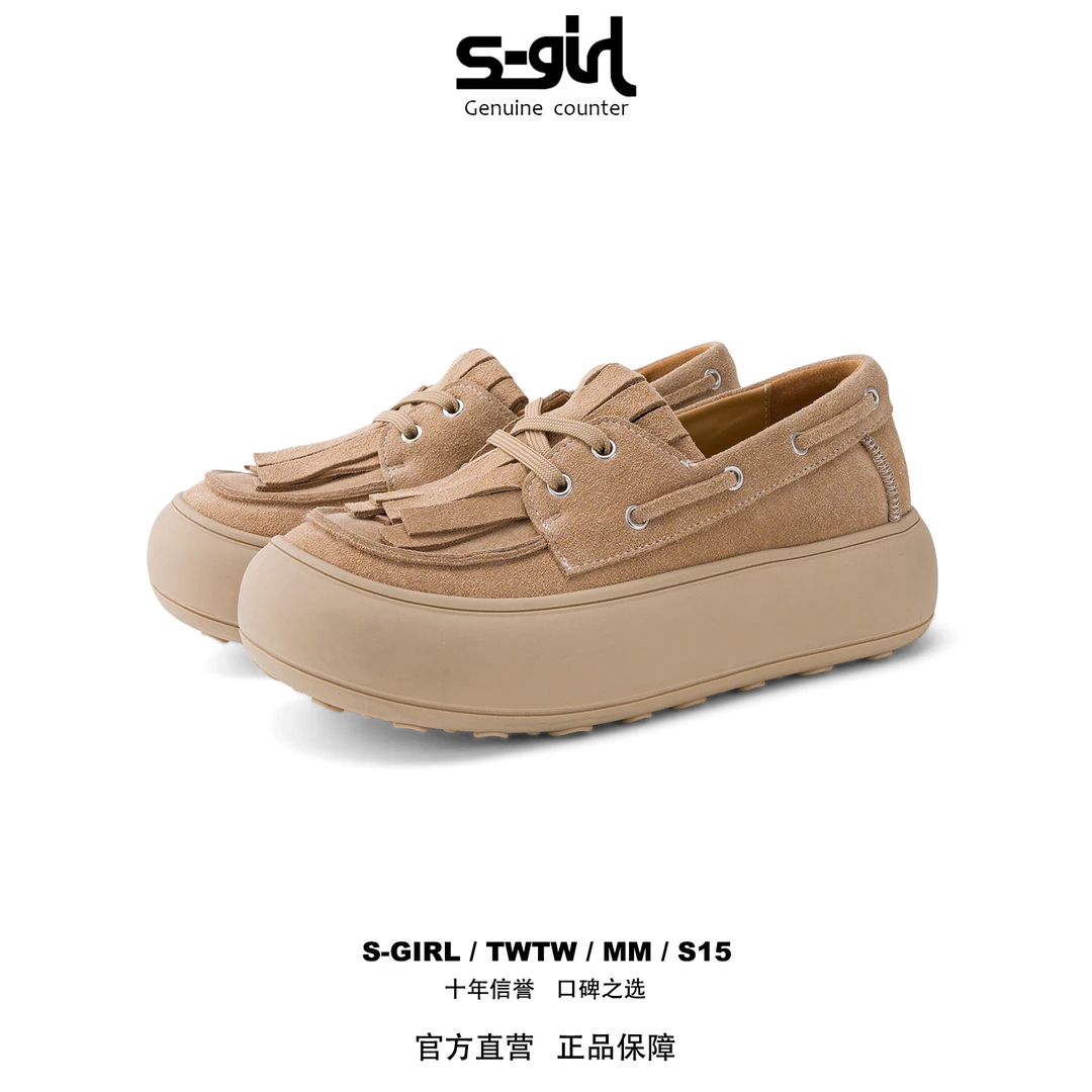 SGIRL TWTW松糕厚底面包鞋女2025秋季新款复古百搭休闲增高板鞋潮