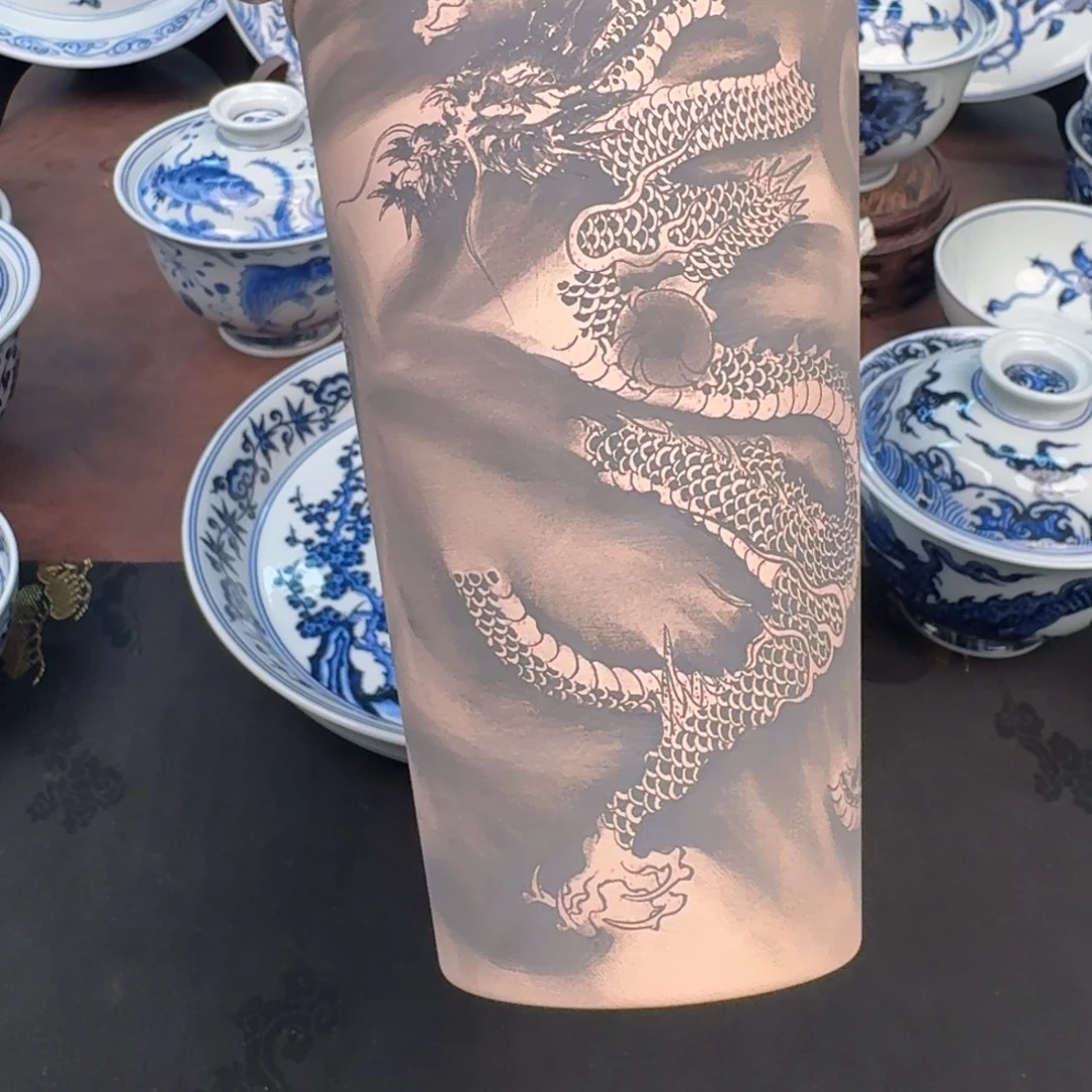摆件龙纹可乐杯手绘
