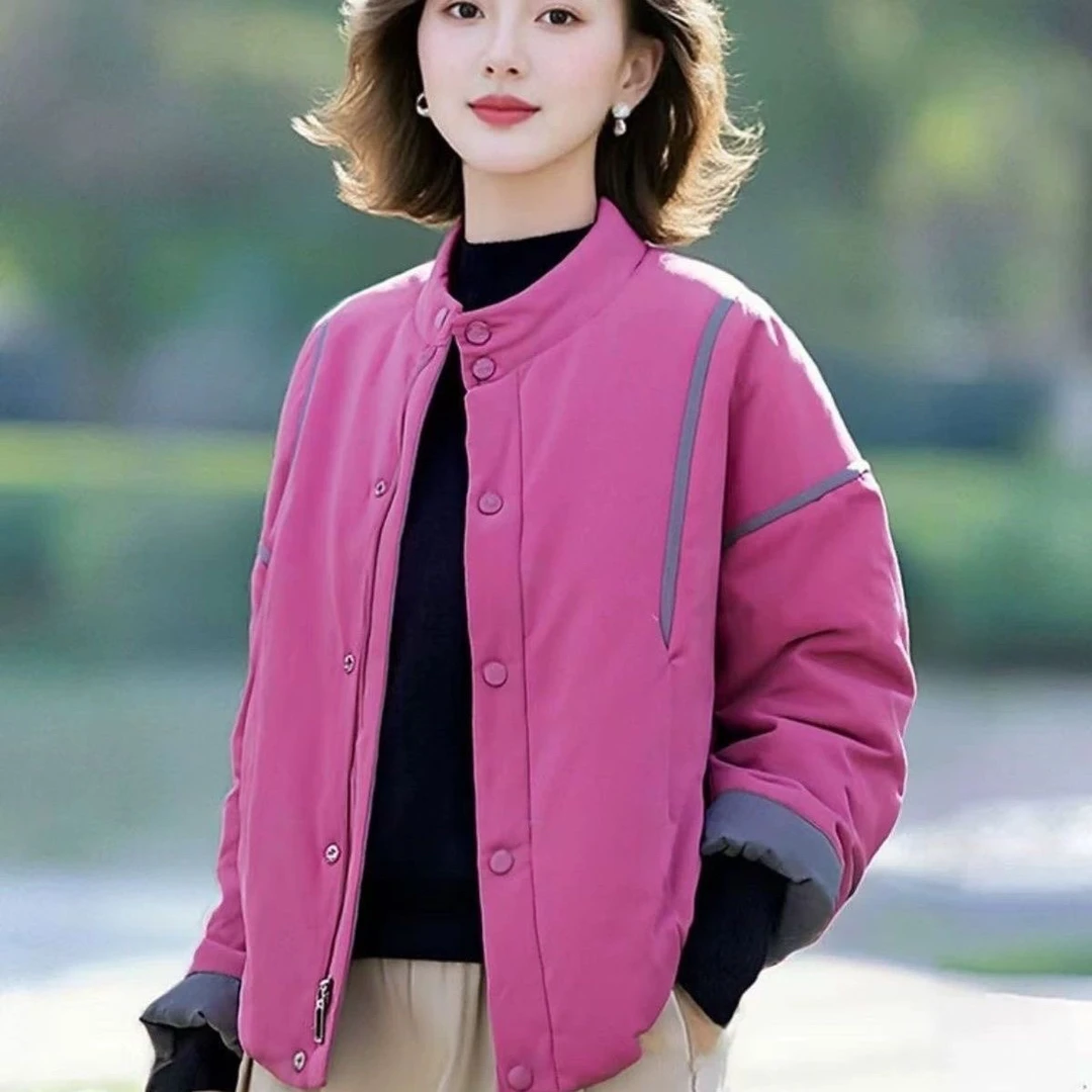 韩版气质薄款短款棉服秋冬新款宽松休闲显瘦百搭立领棉衣外套