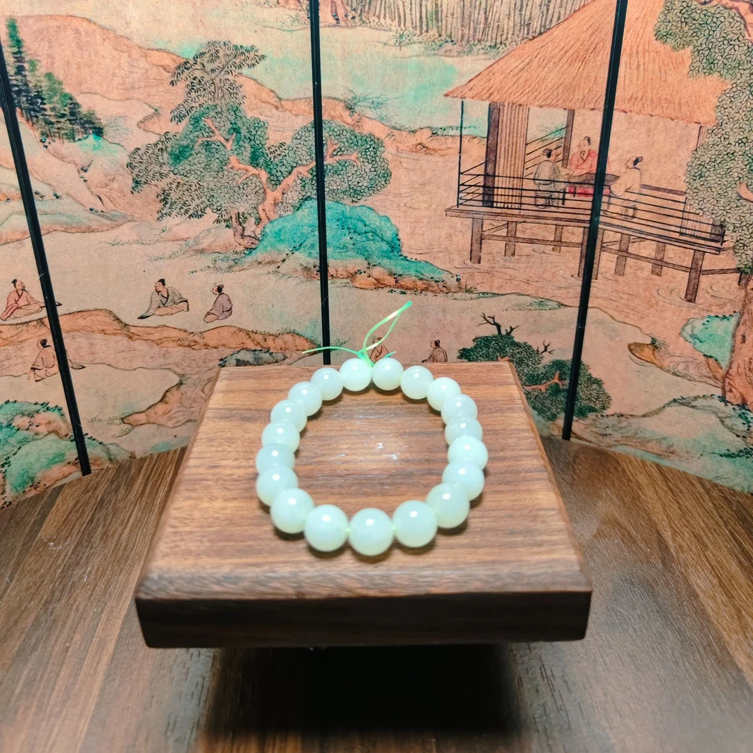 V和田玉晴水圆珠手串（卡10）2242