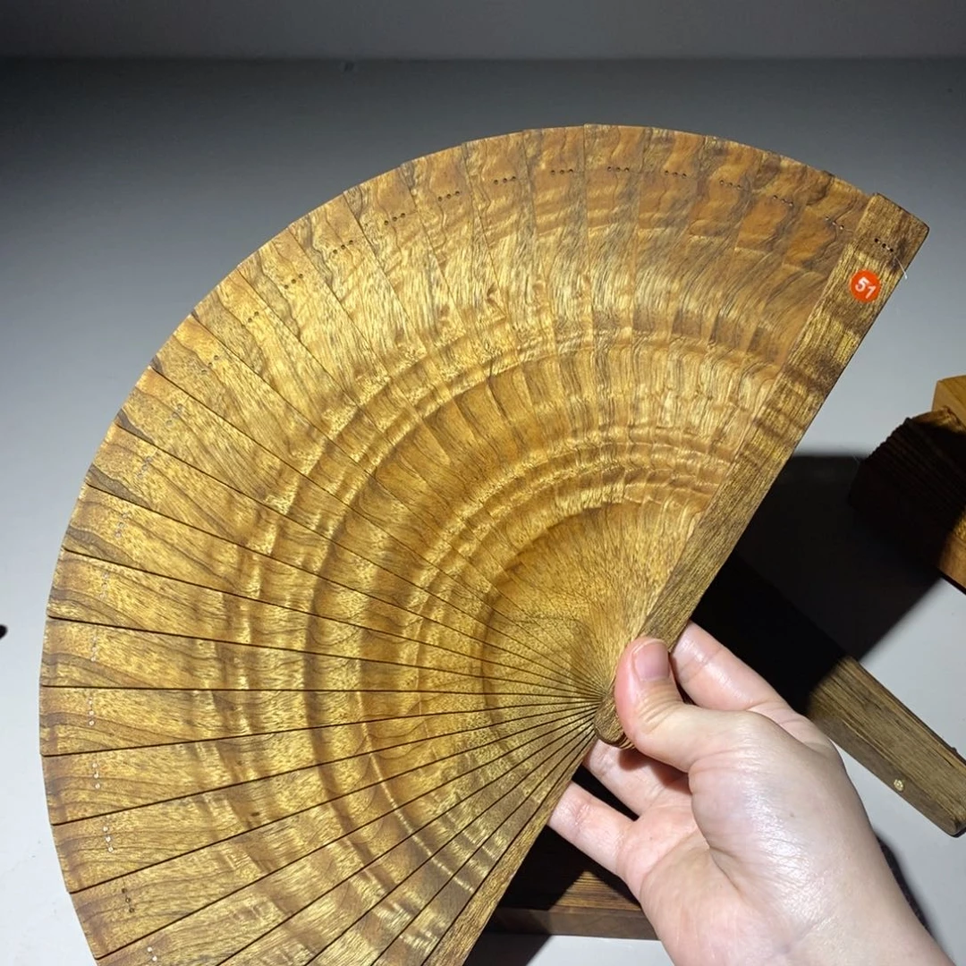 金丝楠平***酱金丝楠木扇子红51