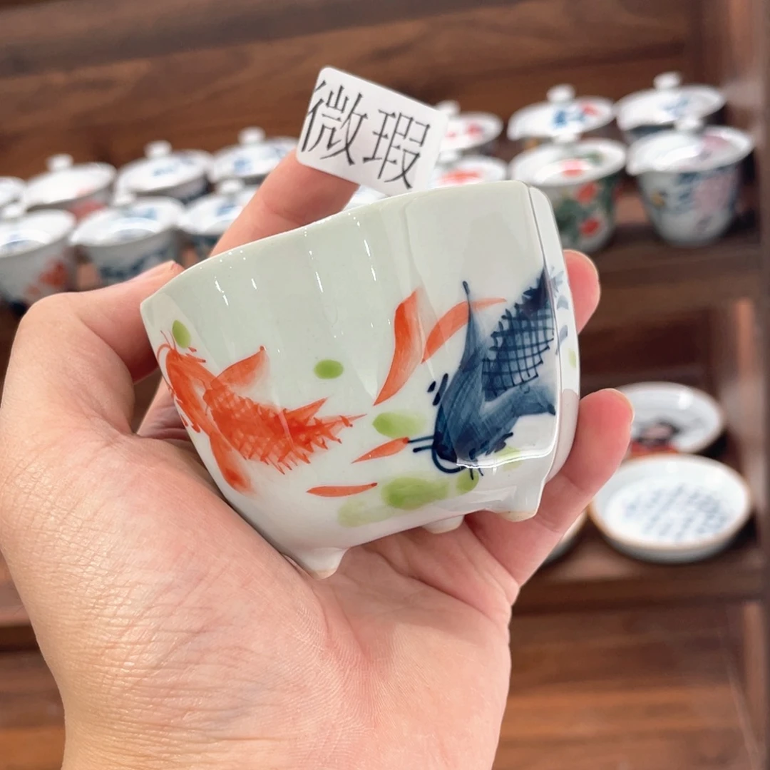 釉下手绘茶具微瑕