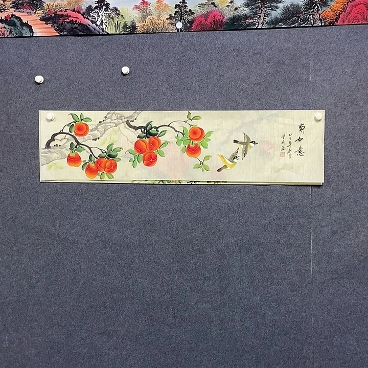 国画四尺对开花鸟一幅