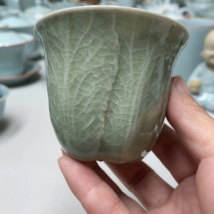 瓷赵琳豆绿支钉百财杯带礼盒