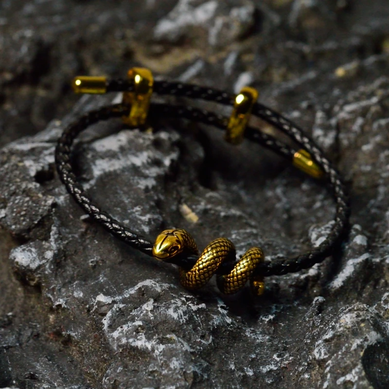 足金蛇年复古黑金幸运卷卷蛇灵蛇手绳女百搭小众高级本命年手链