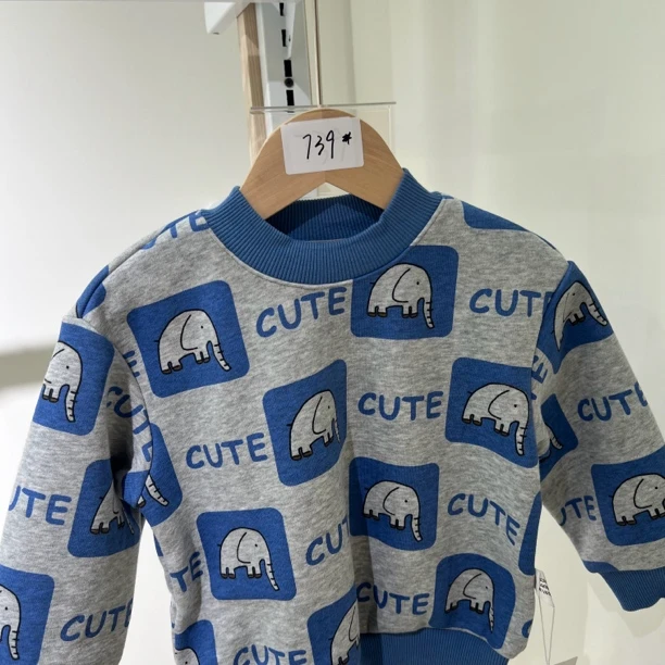 739#QBLD-124203478灰色卫衣品牌童装