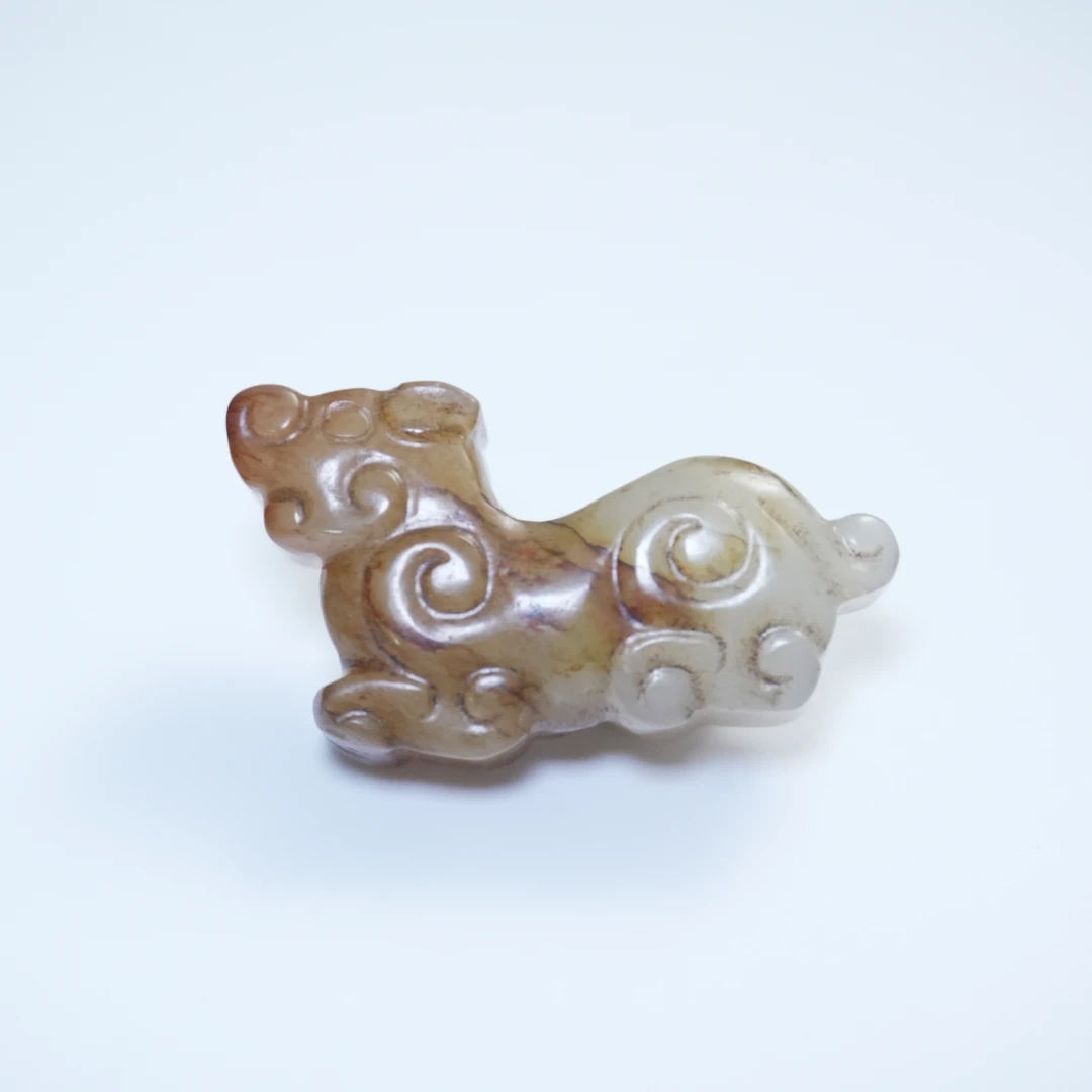 清代仿古瑞兽和田玉佩（春秋）382126*古玉*传承