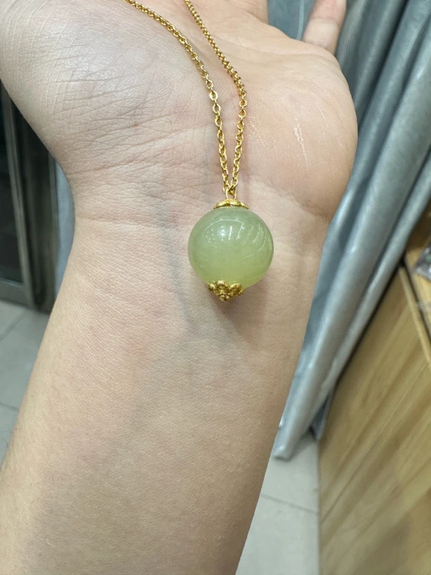 简约时尚和田玉冰晴水路路通吊坠卡14毫米