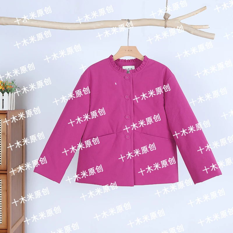 甜灯/十木米原创冬季新款全棉文艺百搭棉服外套上衣