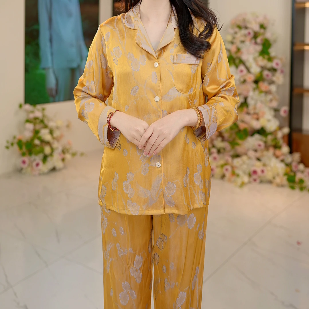 苏杭【凤鸣鹤唳】重磅绫罗提花家居服套装