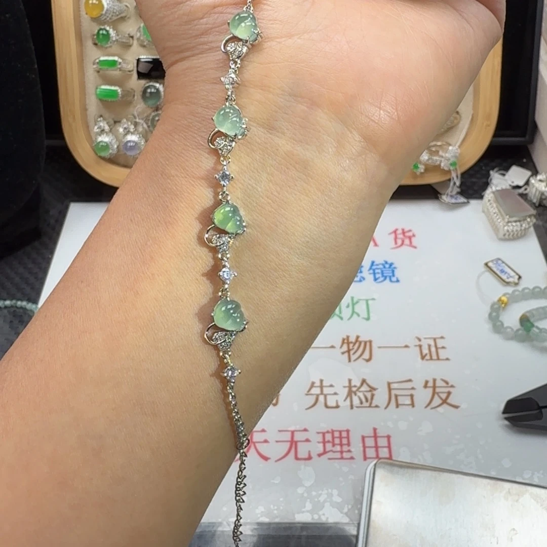 银S925镶嵌戒指翡翠天然缅甸翡翠A货