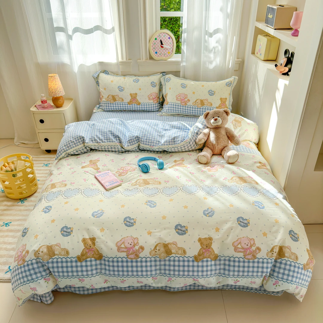 美玲 玩偶抱枕 全棉印花三件套四件套设计师款可爱小碎花小清新